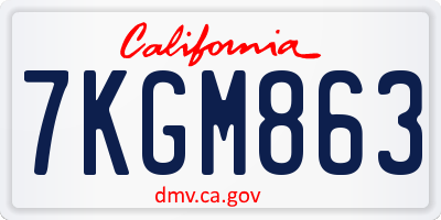 CA license plate 7KGM863