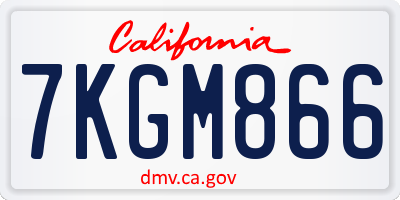 CA license plate 7KGM866