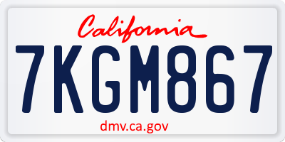 CA license plate 7KGM867