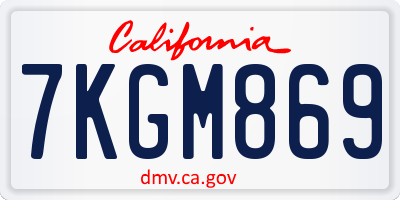 CA license plate 7KGM869
