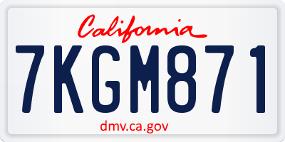 CA license plate 7KGM871