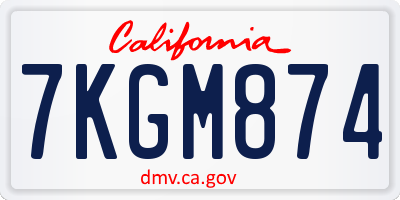 CA license plate 7KGM874