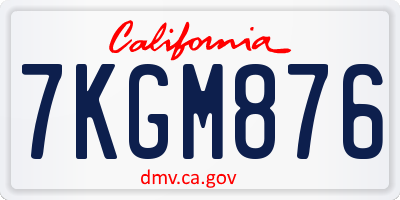 CA license plate 7KGM876