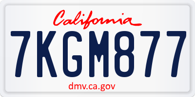 CA license plate 7KGM877