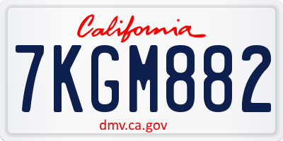 CA license plate 7KGM882