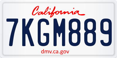 CA license plate 7KGM889