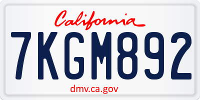 CA license plate 7KGM892