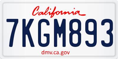 CA license plate 7KGM893