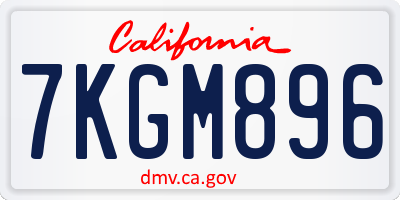 CA license plate 7KGM896