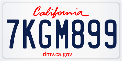 CA license plate 7KGM899