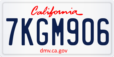 CA license plate 7KGM906