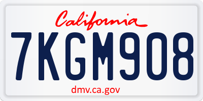 CA license plate 7KGM908
