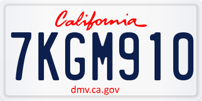 CA license plate 7KGM910