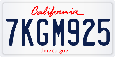 CA license plate 7KGM925