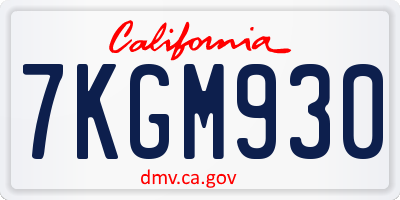 CA license plate 7KGM930