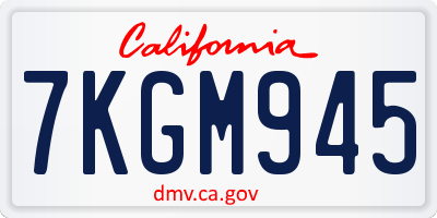 CA license plate 7KGM945