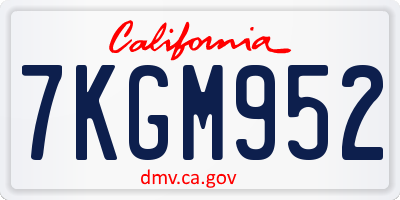 CA license plate 7KGM952