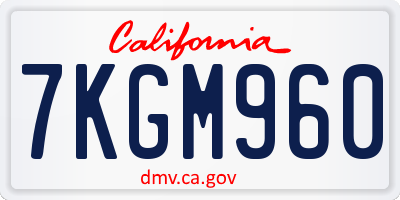 CA license plate 7KGM960