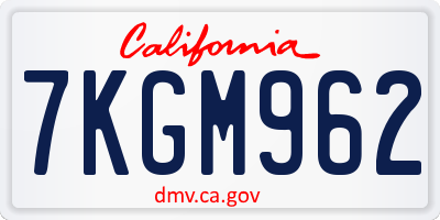 CA license plate 7KGM962