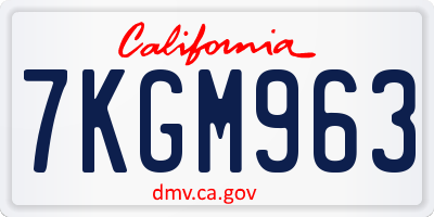 CA license plate 7KGM963