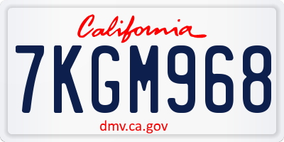 CA license plate 7KGM968