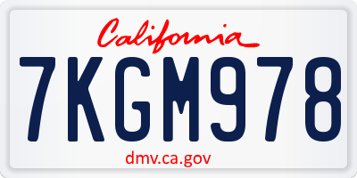 CA license plate 7KGM978