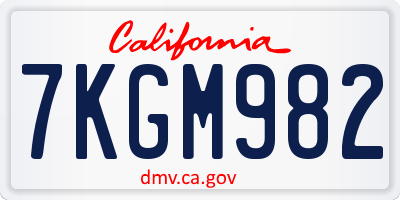 CA license plate 7KGM982