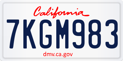 CA license plate 7KGM983