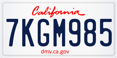 CA license plate 7KGM985