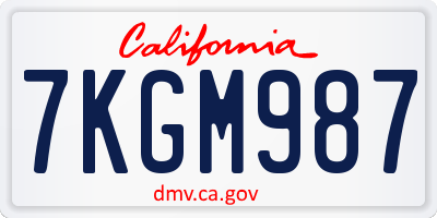 CA license plate 7KGM987