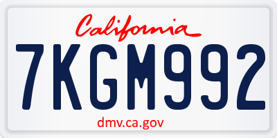CA license plate 7KGM992