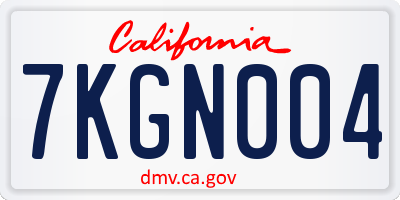 CA license plate 7KGN004