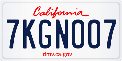 CA license plate 7KGN007