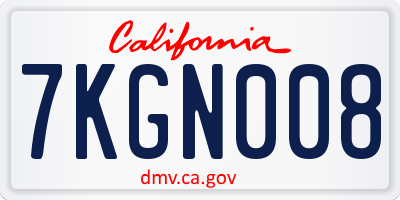 CA license plate 7KGN008