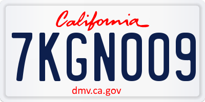 CA license plate 7KGN009