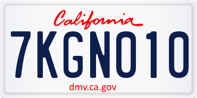 CA license plate 7KGN010