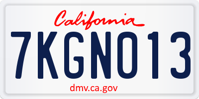 CA license plate 7KGN013
