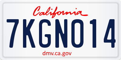 CA license plate 7KGN014