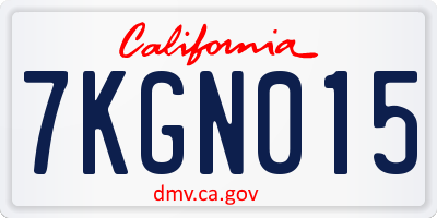 CA license plate 7KGN015
