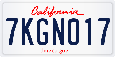 CA license plate 7KGN017