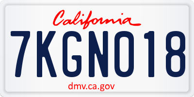 CA license plate 7KGN018