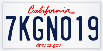 CA license plate 7KGN019