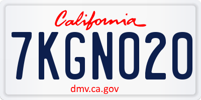 CA license plate 7KGN020
