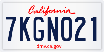 CA license plate 7KGN021