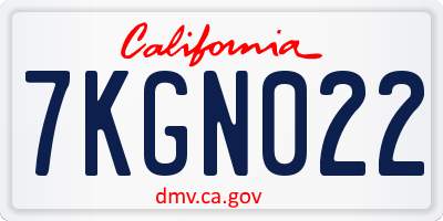 CA license plate 7KGN022