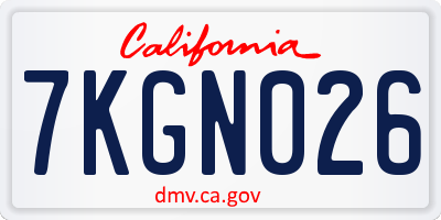 CA license plate 7KGN026