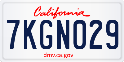 CA license plate 7KGN029
