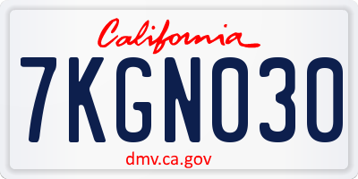 CA license plate 7KGN030