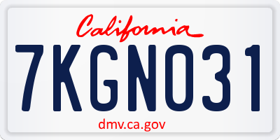 CA license plate 7KGN031