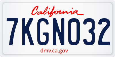 CA license plate 7KGN032